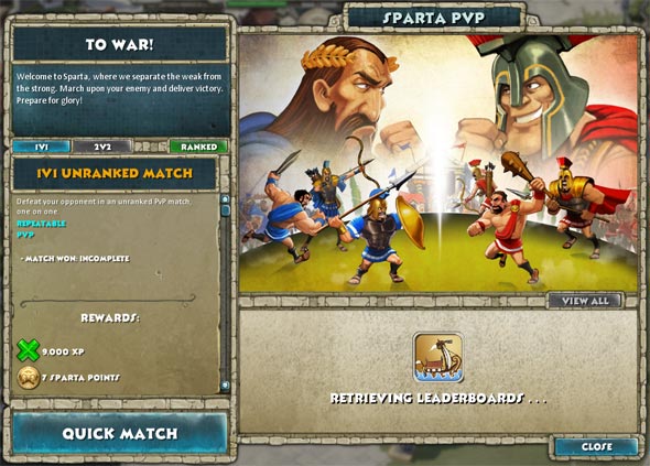 Tela do pvp de esparta.